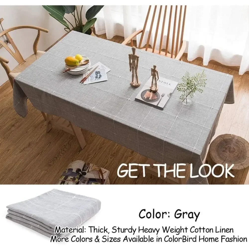 Cotton Table Cover Rectangular Farmhouse Vintage Tablecloth Washable Rustic